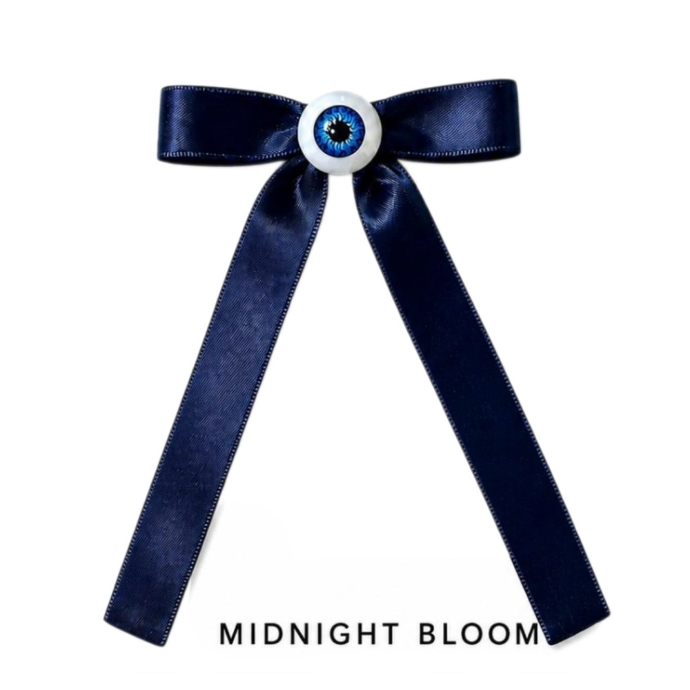 Bow Eyeball Clip – 5/8” Ribbon - Midnight Bloom